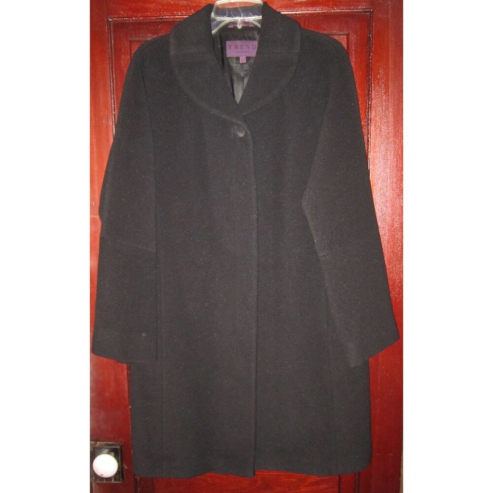 Trend Les Copains 42 11 Wool Cashmere Coat Jacket Black Midi Italy Fall Winter